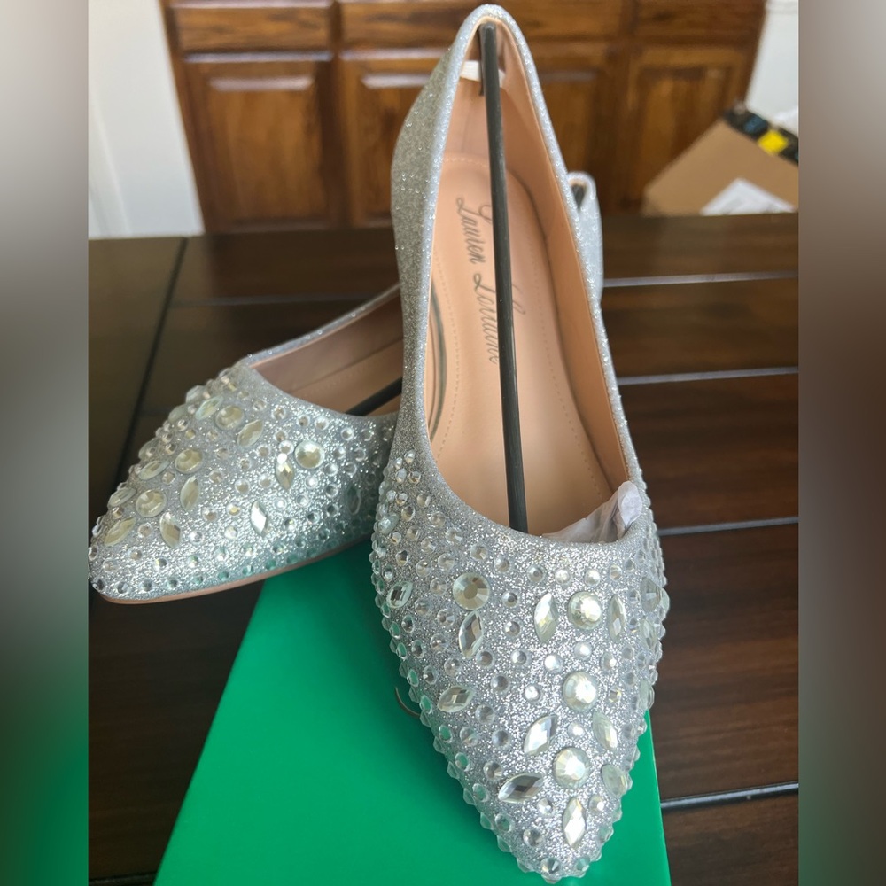 Lauren Lorraine Kelsey Embellished Silver Flats
